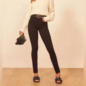 Reformation Harper High Rise Skinny Jeans in Black Wash - Size 25